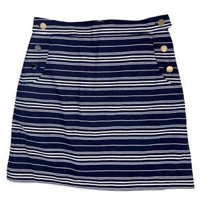 Loft Nautical Horizontal White Striped Navy Blue Career Mini Skirt‎ Women Size 4